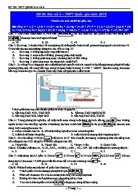 Đề thi thử số 3  THPT Quốc gia năm 2015 môn Hóa học